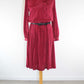 Robe vintage plissée rouge et noire René Wells Paris