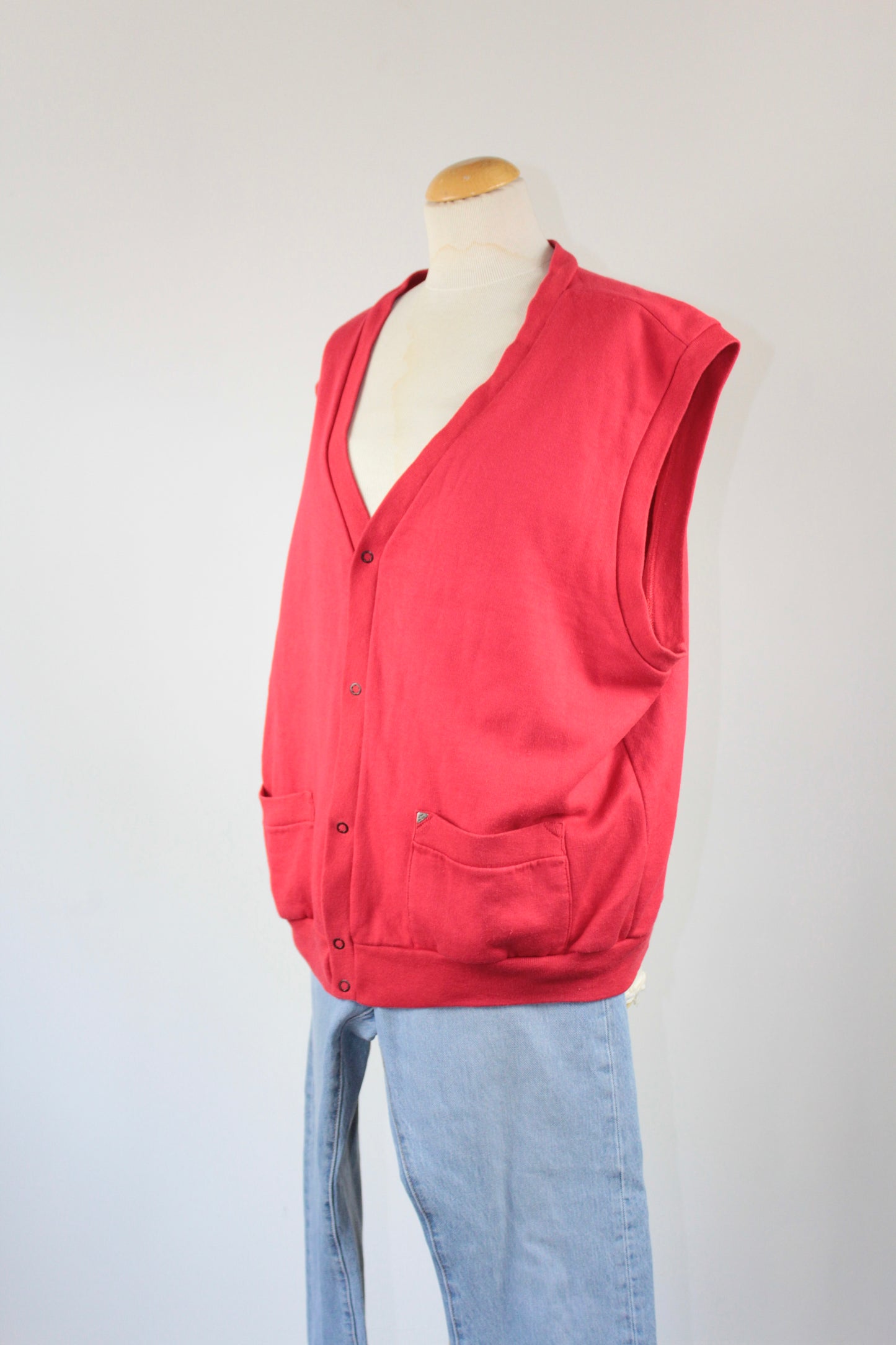 Sweat shirt vintage rouge sans manches New Man oversized