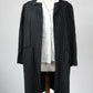 Veste vintage longue noire à rayures blanches style blazer long