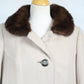 Manteau vintage beige laine col fourrure marron Medial