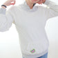 Sweat shirt vintage blanc en éponge à rayures bleues Taille 36 La friperie vintage