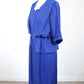 Robe vintage bleue manches 3/4 bas plissé années 80