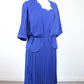 Robe vintage bleue manches 3/4 bas plissé années 80