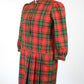 Robe vintage tartan écossais rouge vert courte plissée