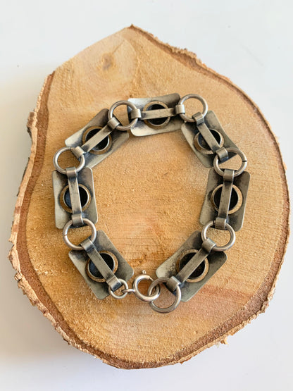 Bracelet argenté forme géométrique La friperie vintage