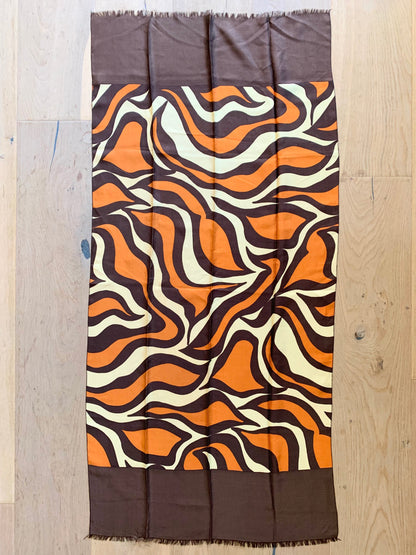 Foulard vintage en soie marron orange années 70 La friperie vintage la friperie vintage 25