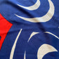 Foulard carré vintage en soie rouge et bleu La friperie vintage