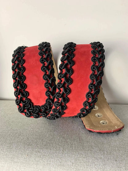 Ceinture vintage cuir velours rouge et noir Guy Laroche - la friperie vintage 25